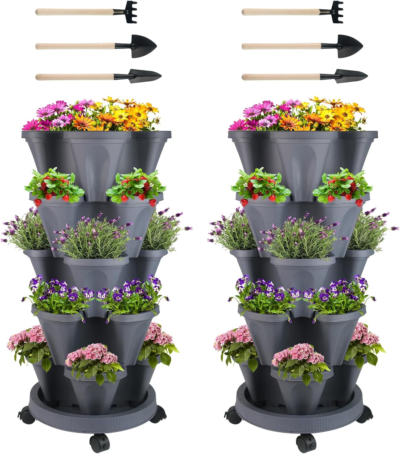 Vertical Planter 5 Tier Stackable Planters Garden Planters Strawberry Herb Flower and Vegetable