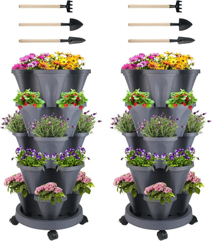 Vertical Planter 5 Tier Stackable Planters Garden Planters Strawberry Herb Flower and Vegetable