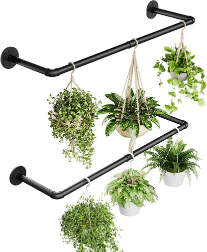 2Pc Hanging Planters for Indoor Plants Plant Hanger Indoor Hanging Plant Holder Black Metal