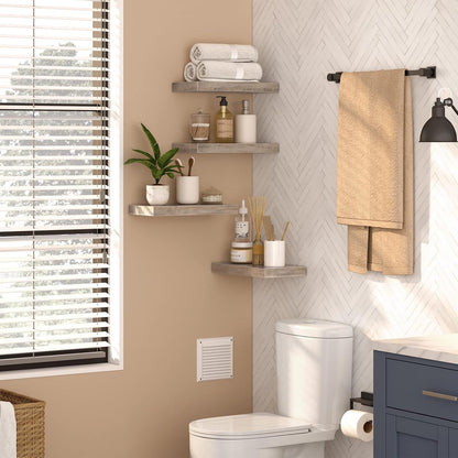 HOOBRO Floating Shelves for Wall, Wall Mounted Shelf Set of 2, 15.7" Hanging Shelf with Invisible