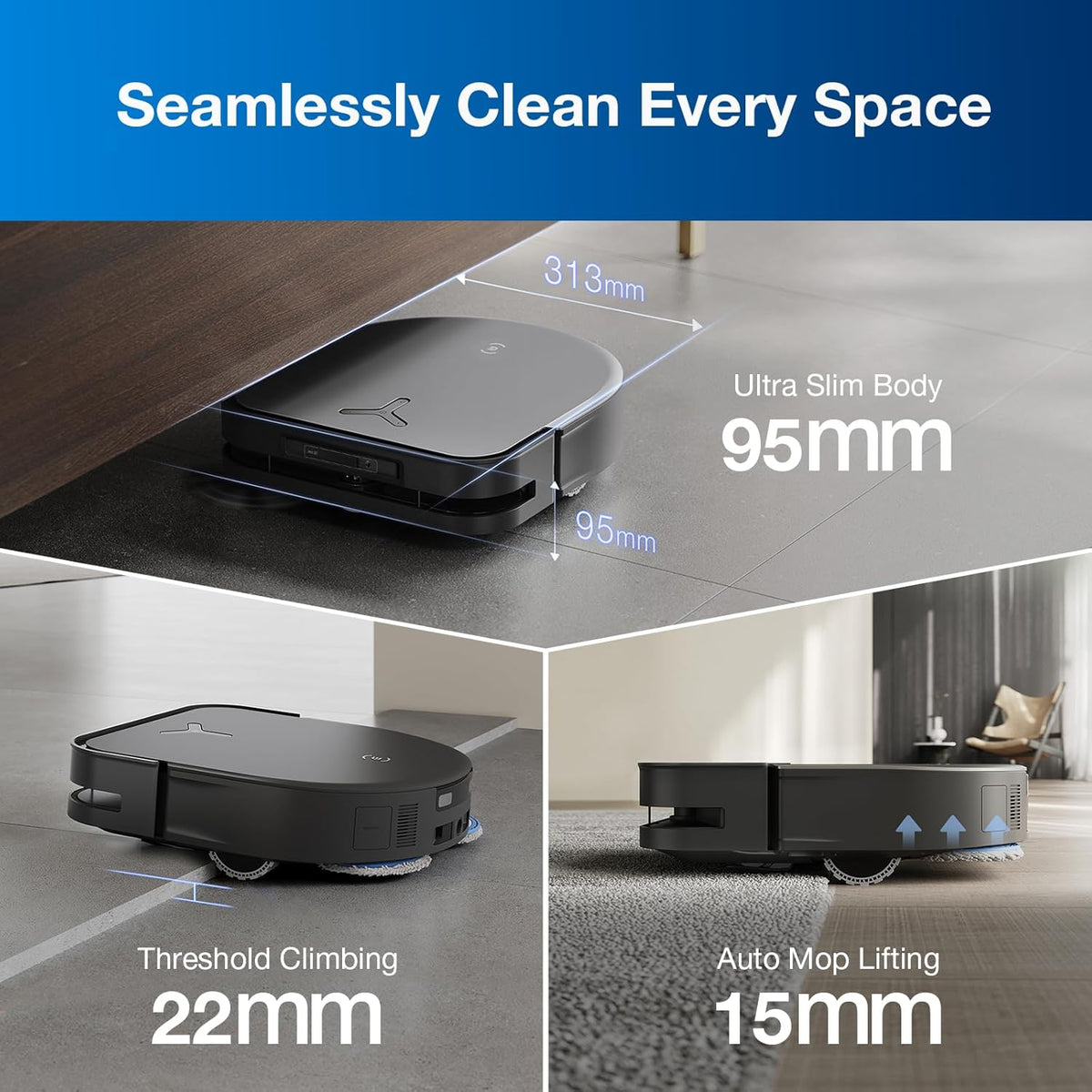 ECOVACS Robot Vacuum Cleaner DEEBOT X5 PRO Omni with All-in-one Station, 12.800Pa, ZeroTangle