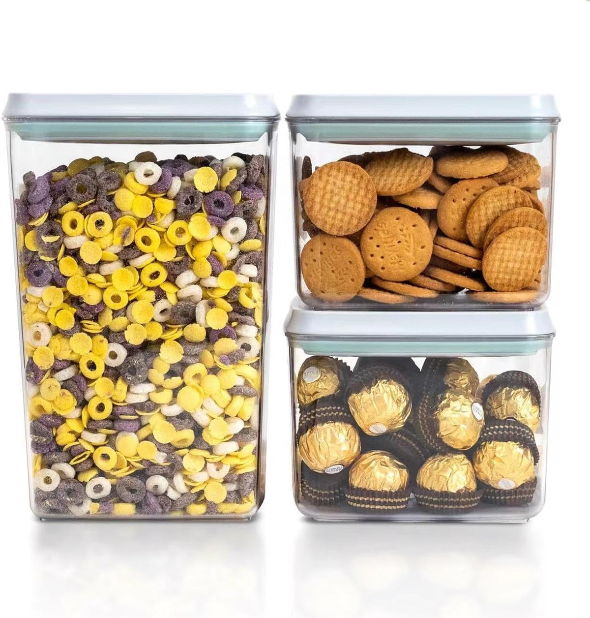 Pop Top Food Storage Containers, 3-Piece Pantry Containers with Lids Airtight, BPA Free Pop