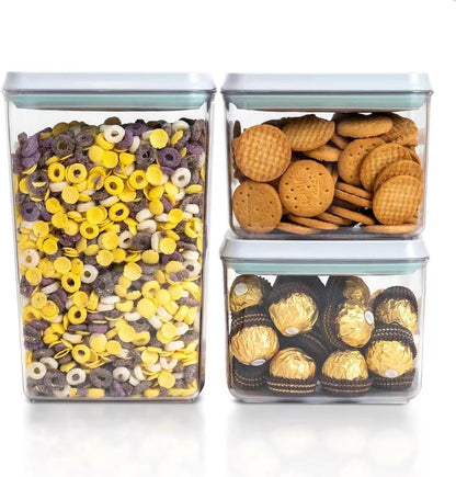 Pop Top Food Storage Containers, 3-Piece Pantry Containers with Lids Airtight, BPA Free Pop