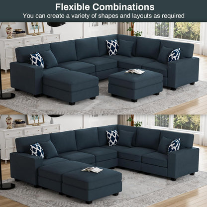 L Lengend Vansen Modular Sectional Sofa U Shaped Couch with Ottoman Modern Reversible Corner
