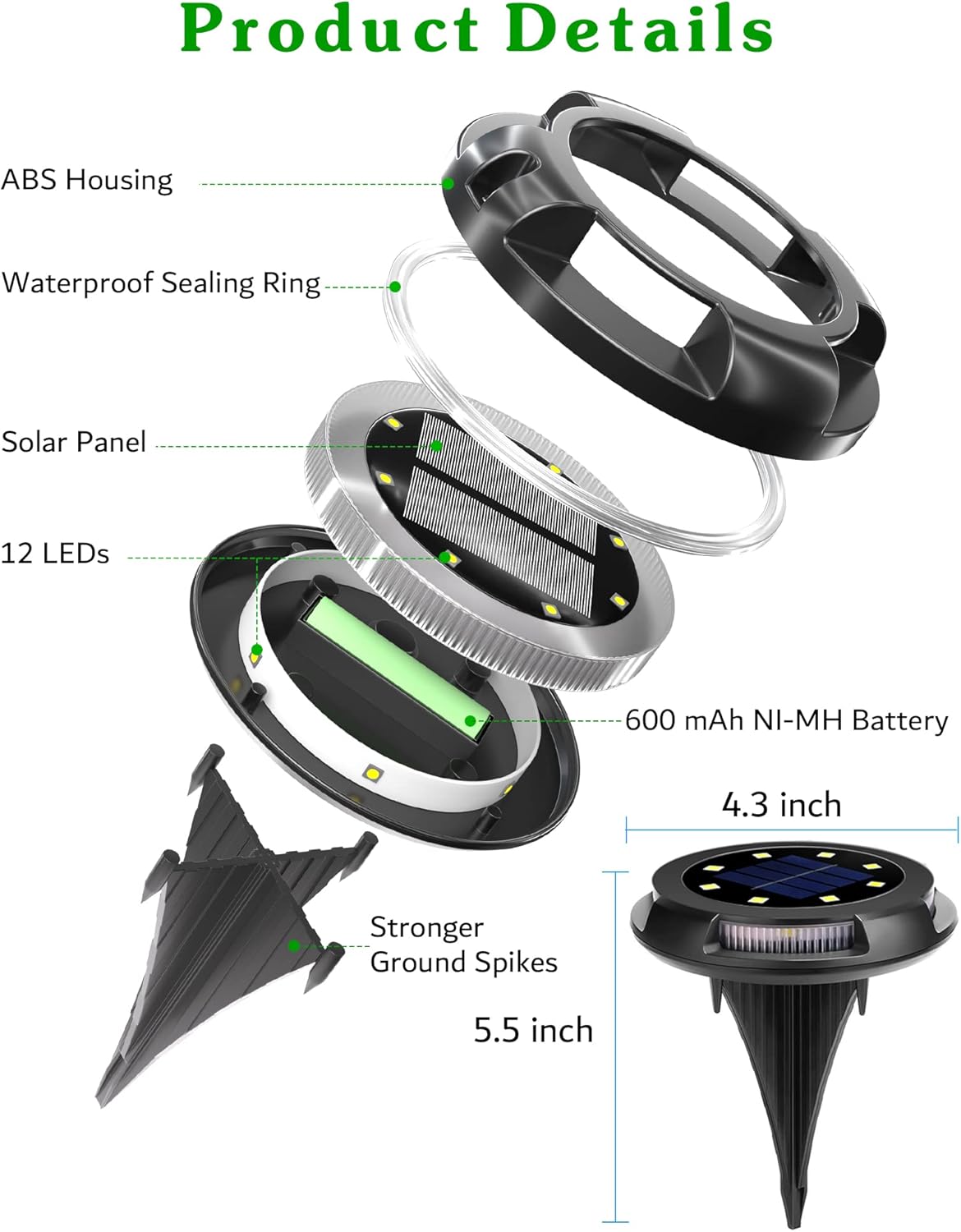 Biling Solar Pathway Lights Outdoor Uplight Sidelight, 12 Packs Blue Bright Solar Ground Lights