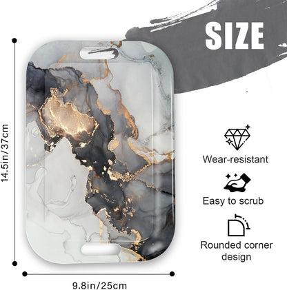 Serving Trays with Handles, 14.5 x 9.8 inch Rectangular Plastic Tray for Restaurant, Kitchen, Gray
