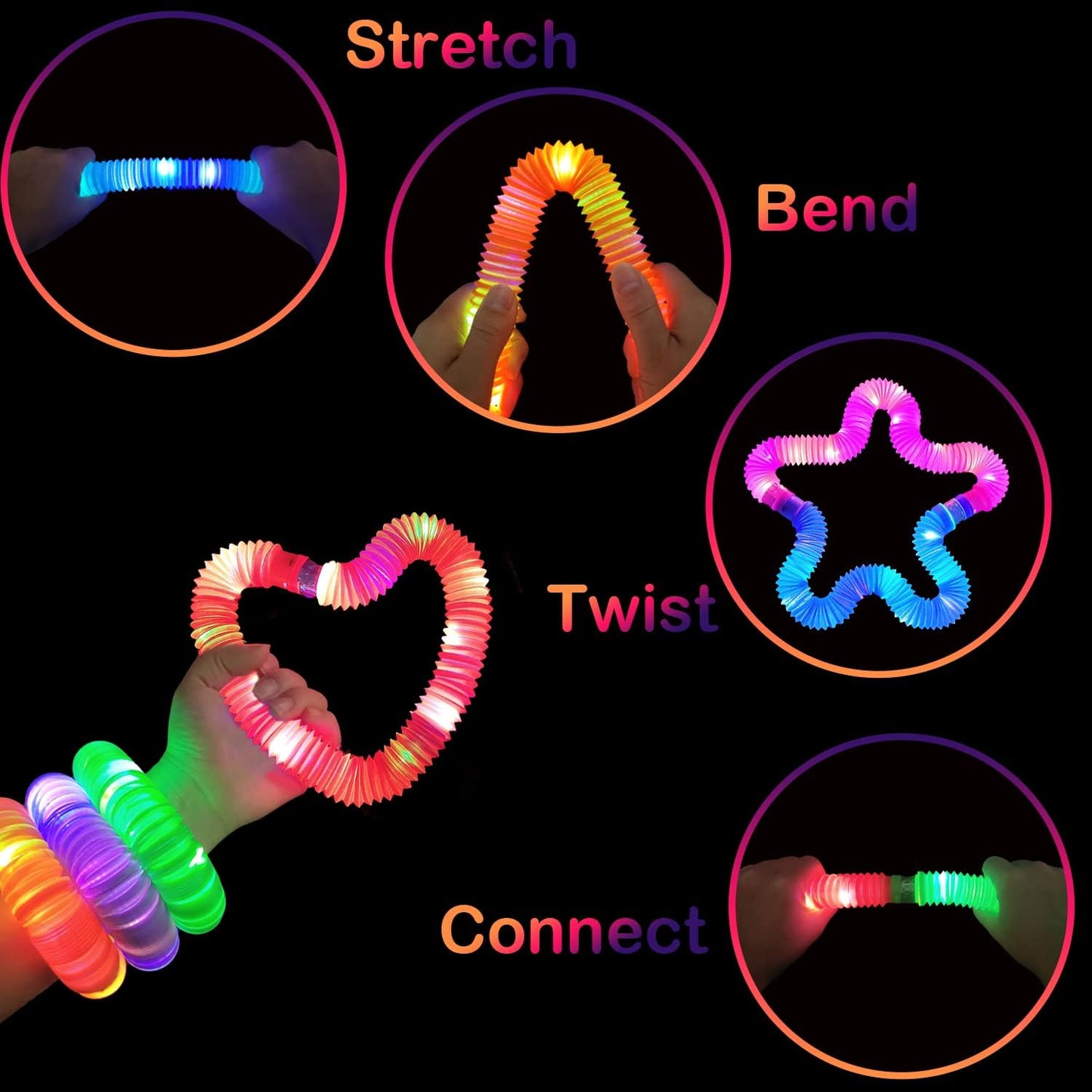 24 PCS Light Up Party Favors Supplies for Kids 4-8-12,Bulk Glow Sticks Bracelet Necklace