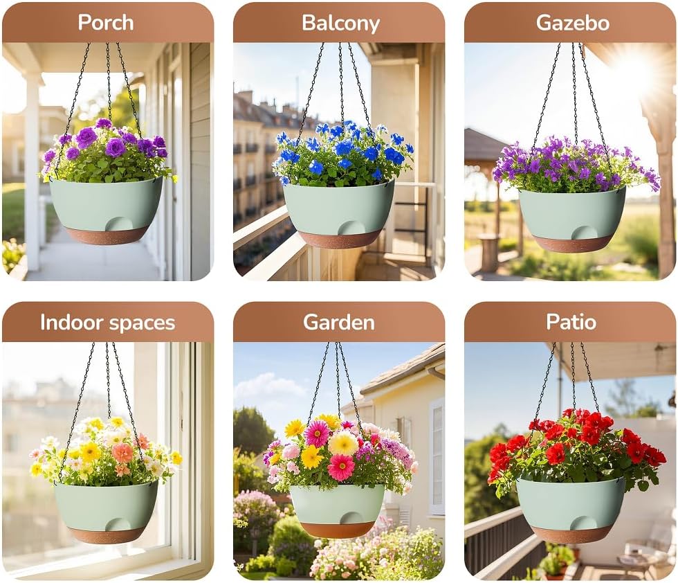12 Inch Hanging Baskets for Plants Outdoor, Hanging Planters for Indoor Outdoor Plants, Hanging
