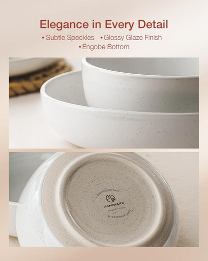 Famiware Milkyway Stoneware Dinnerware Sets with Pasta Bowls, Service for 4 (16 Pieces), Plates and