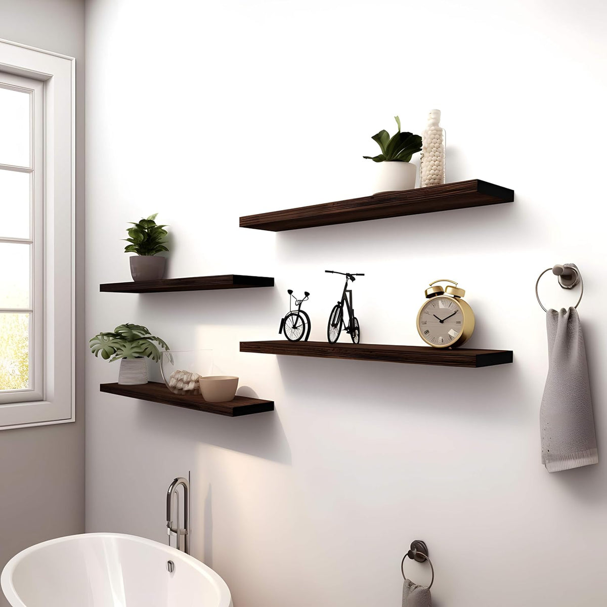 Wood Floating Shelves for Wall Decor, Rustic Wall Shelves for Bedroom Bathroom Kitchen Living Room