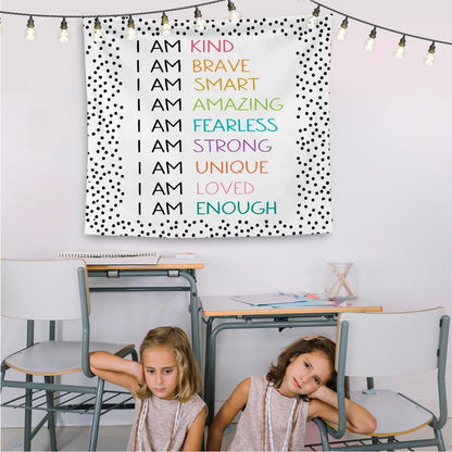 QGFM Positive Affirmations Wall Decor, I am Kind Brave Smart Inspirational Tapestry Wall Hanging