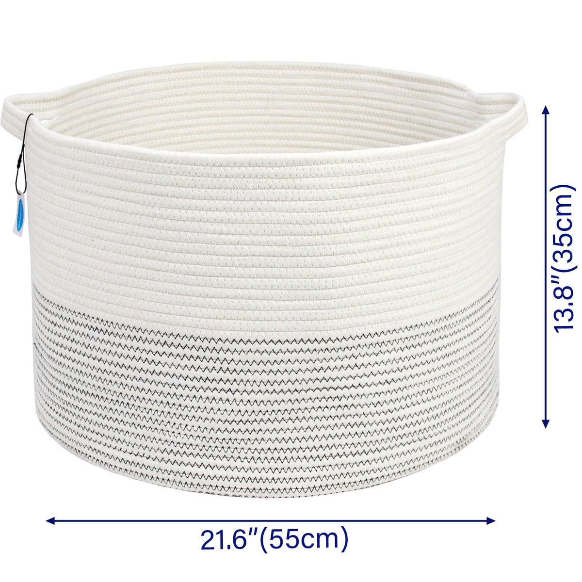 Casaphoria XXXLarge Cotton Rope Basket 21.7" x 21.7" x 13.8" Woven Laundry Basket for Blankets