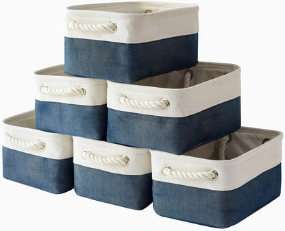 Storage Basket for Organizing - 12x8x5.2 inch Small 6 Pack Fabric Storage Bin Collapsible Baskets