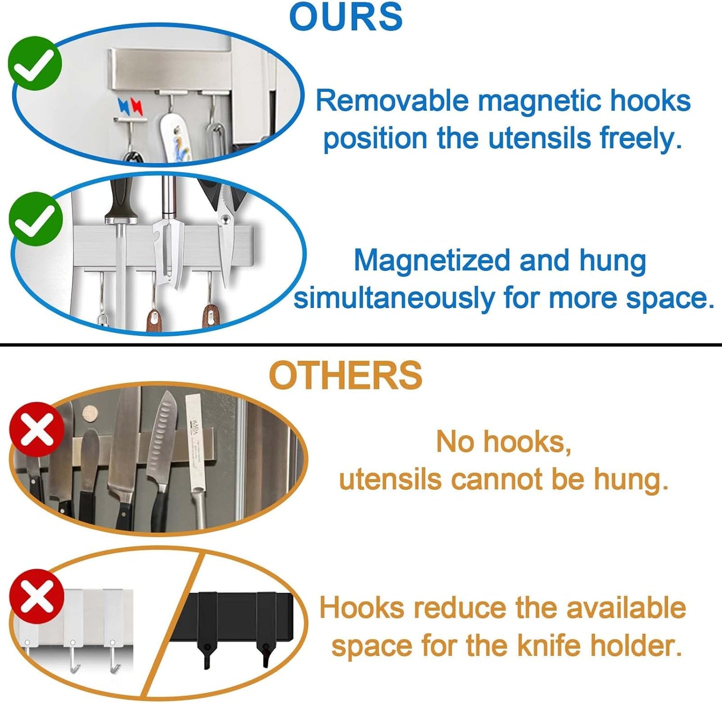 14 Inch Magnetic Knife Holder for Refrigerator - Knife Magnetic Strip for Fridge with Magnetic