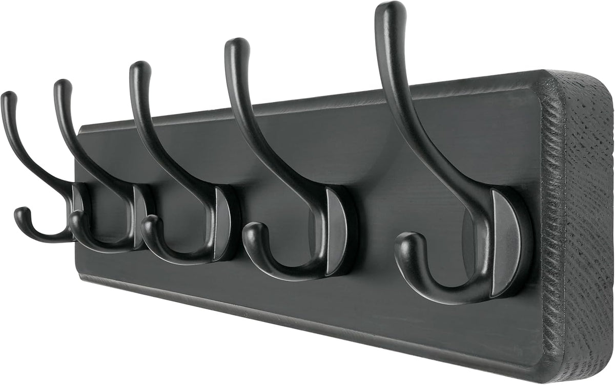 Dseap Coat Rack Wall Mount: Modern, Patented, Heavy-Duty, 17.4" Long 5-Double-Hooks Wooden Hanger