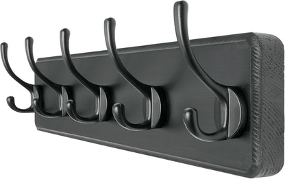 Dseap Coat Rack Wall Mount: Modern, Patented, Heavy-Duty, 17.4" Long 5-Double-Hooks Wooden Hanger