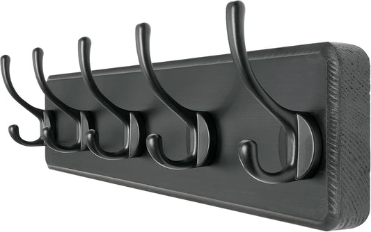 Dseap Coat Rack Wall Mount: Modern, Patented, Heavy-Duty, 17.4" Long 5-Double-Hooks Wooden Hanger