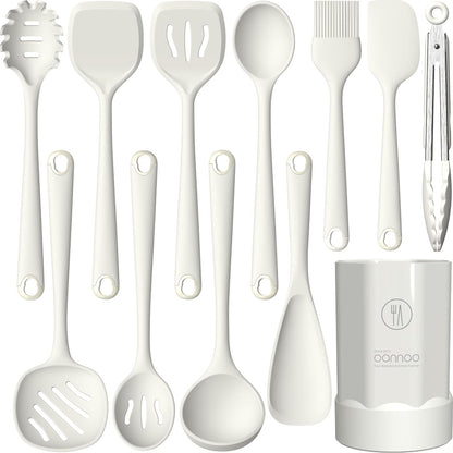 Thickened Silicone Kitchen Utensils Set, 600°F Heat Resistant Silicone Cooking Utensils, Spatula