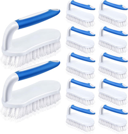 Lallisa 12 Pcs Scrub Brush for Cleaning with Handle Comfortable to Grip Heavy-Duty Flexible Stiff