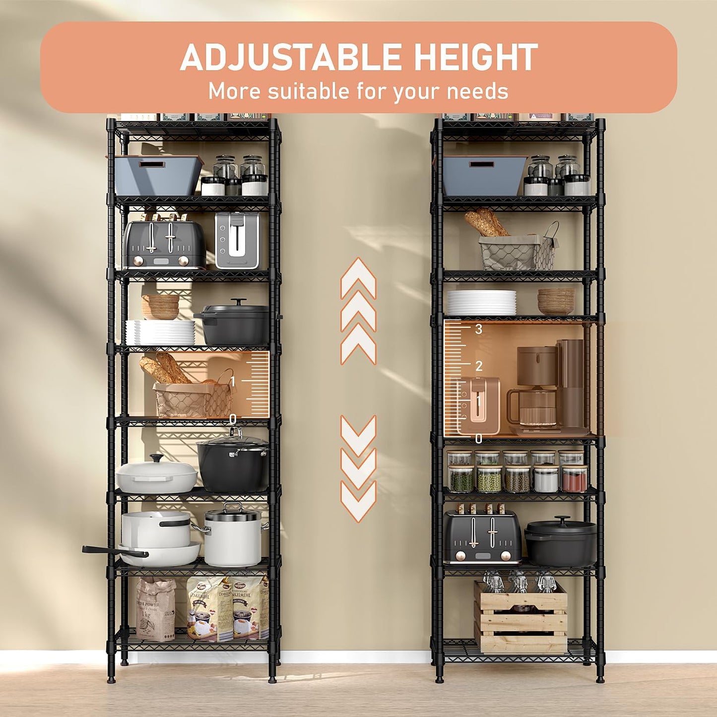 8 Tier 2000 lbs Storage Rack Metal Wire Shelving Unit, Storage Standing Shelf Organizer for Laundry