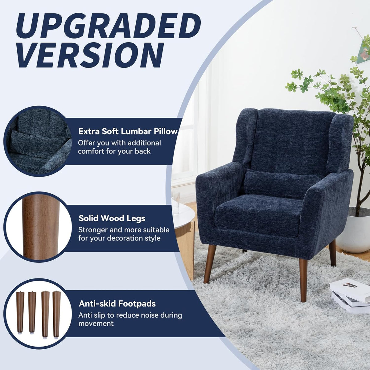 Accent Chair Set of 2, Upholstered Armchair with Pillow, Fabric Single Sofa Chair with Lounge Seat