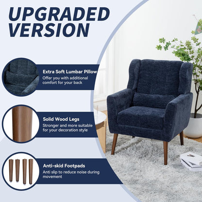 Accent Chair Set of 2, Upholstered Armchair with Pillow, Fabric Single Sofa Chair with Lounge Seat