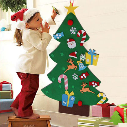 AerWo DIY Felt Christmas Tree Set + 26pcs Detachable Ornaments, Kids Wall Hanging Xmas Gifts for