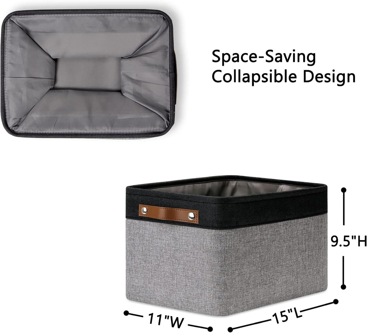 DULLEMELO Canvas Storage Bin with Handles, Fabric Bins for Shelves, Bedroom, Office,Nursery,Fabric