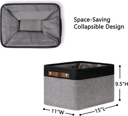 DULLEMELO Canvas Storage Bin with Handles, Fabric Bins for Shelves, Bedroom, Office,Nursery,Fabric