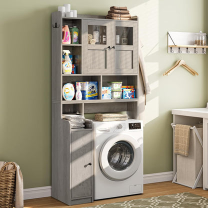 Itaar Over The Toilet Storage Cabinet, Over Toilet Bathroom Organizer with Glass Doors & Toilet