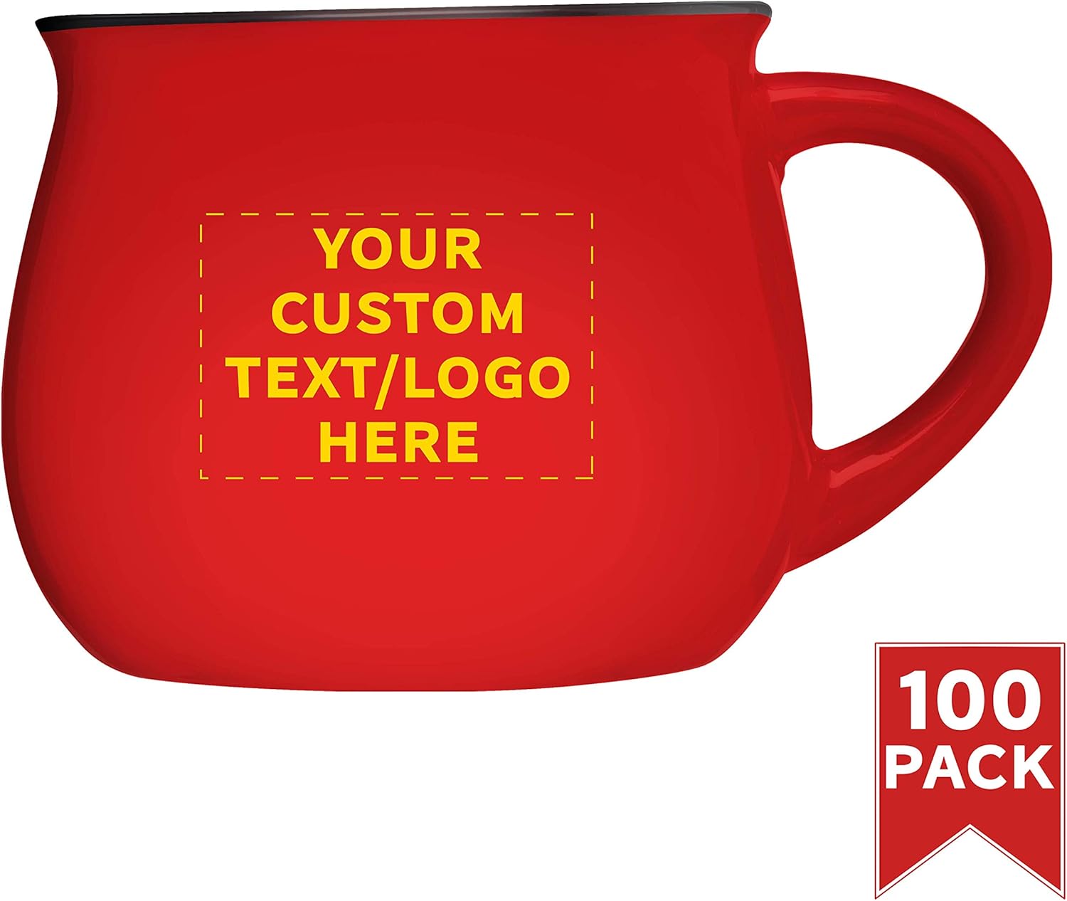 Custom Glazed Campfire Coffee Mugs 12 oz. Set of 100, Personalized Bulk Pack - Perfect for Coffee