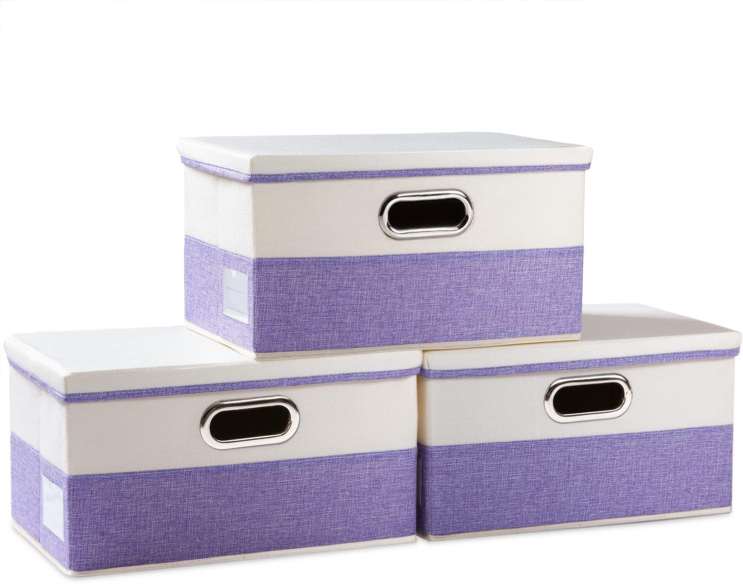 PRANDOM Collapsible Storage Bin with Lid [3-Pack] Fabric Foldable Storage Box Organizer Container