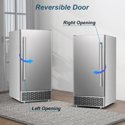 Commercial Ice Maker Machine 120 LBS/24H, 60 LBS Cold Preservation Bin for 4-6 H, Freestanding