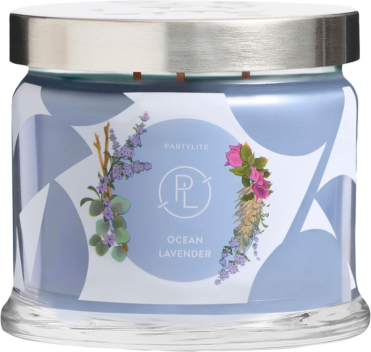 PartyLite Ocean Lavender Scented, Notes of Vanilla Sea Salt, Driftwood, Sea Moss, Patchouli &