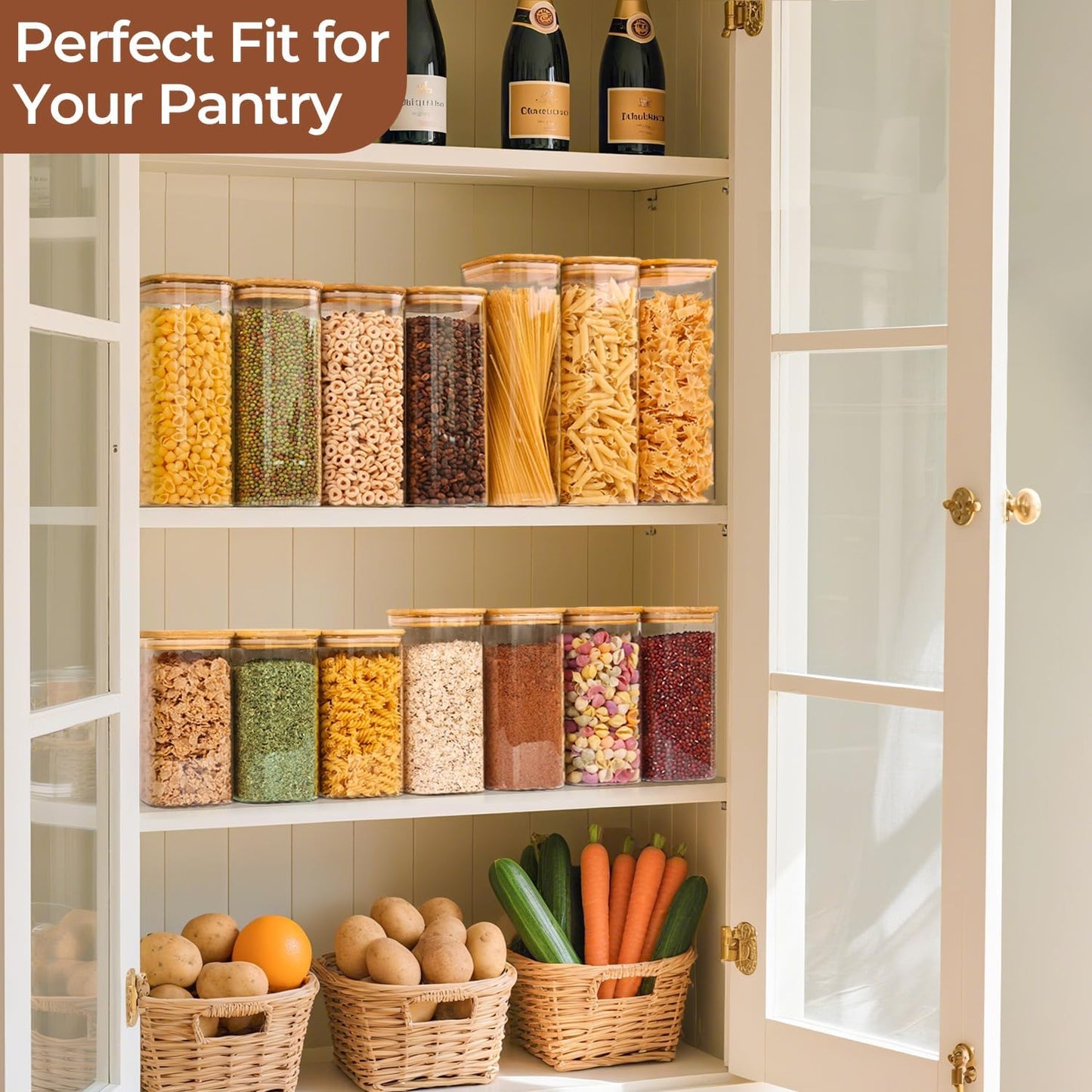 ComSaf 1.4 Qt Glass Storage Containers with Lids, Glass Jars with Lids, Clear Food Storage Jar