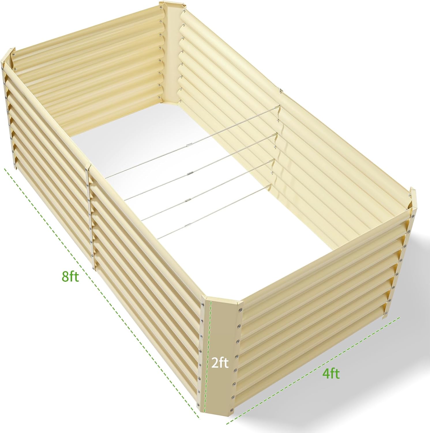 Land Guard 8×4×2ft Galvanized Raised Garden Bed, Planter Boxes Outdoor, Raised Garden Beds Outdoor