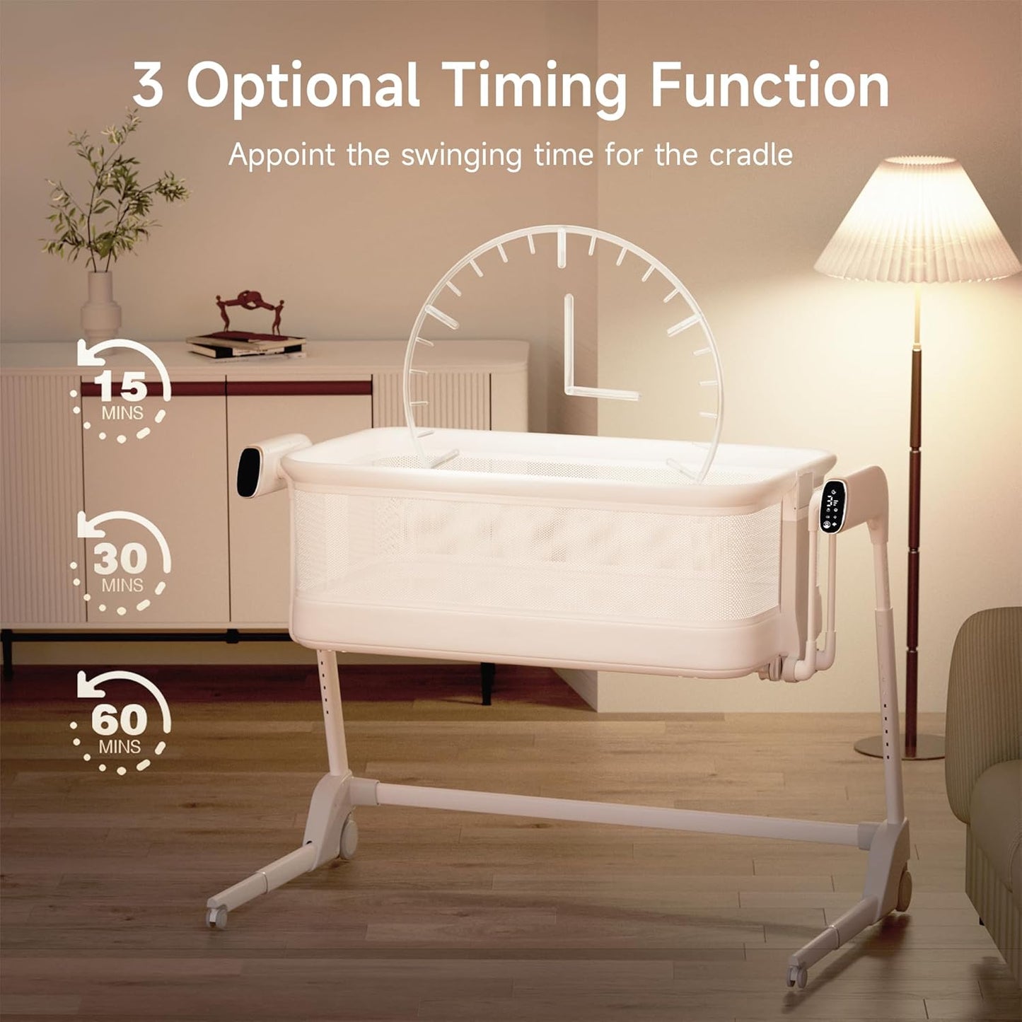 Maydolly Baby Bassinet, Smart Crib, Automatic Cry Detection and Response, Rocking Bassinet for