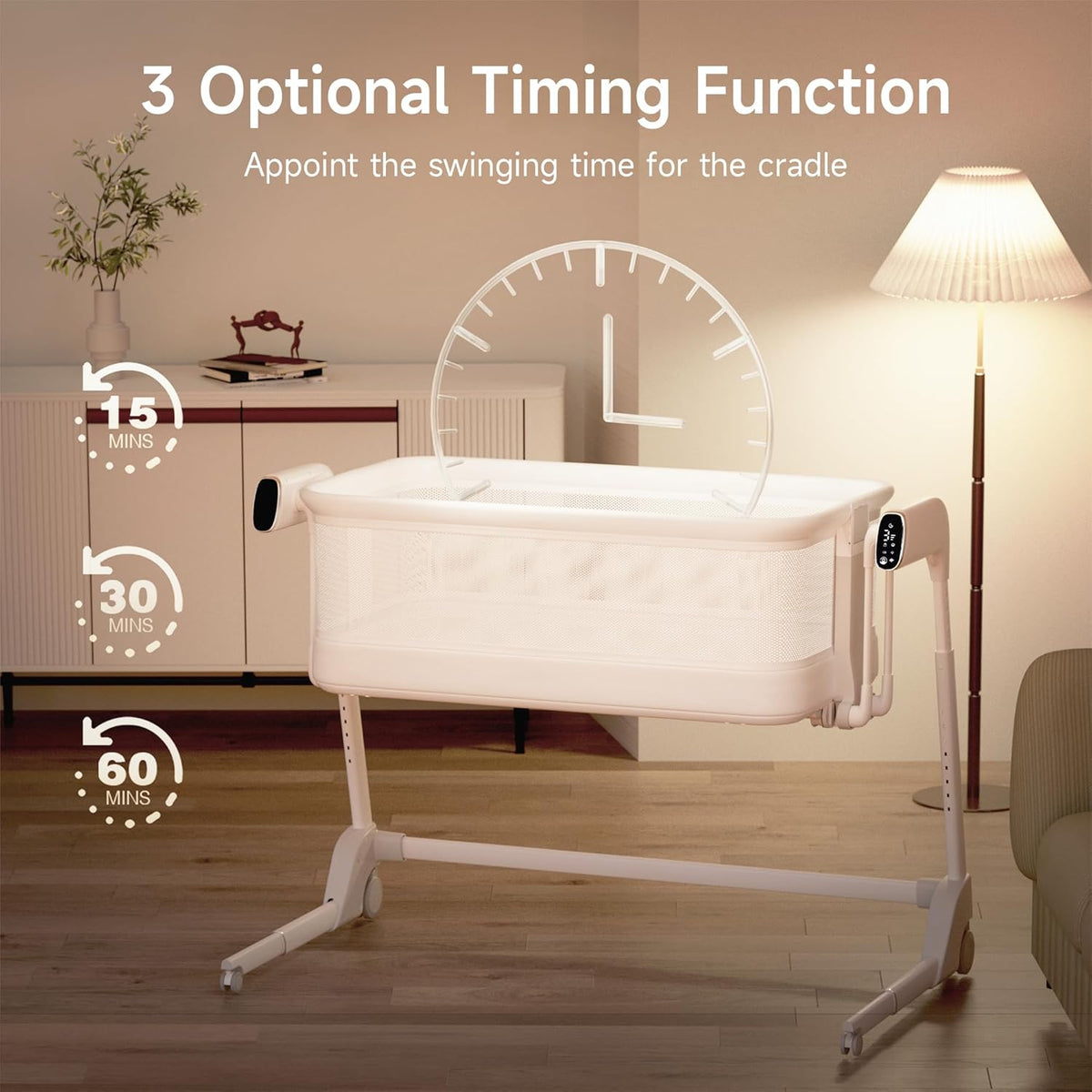 Maydolly Baby Bassinet, Smart Crib, Automatic Cry Detection and Response, Rocking Bassinet for