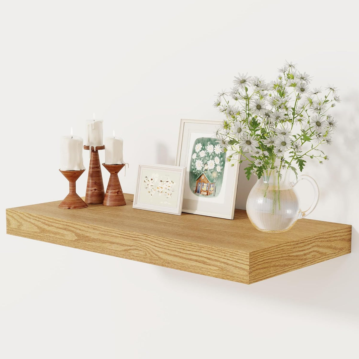 12 Inch Deep Floating Shelves, 24 x 12 Floating Shelf for Books, Rustic Wood Deep Wall Shelves for