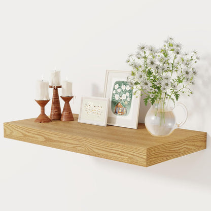 12 Inch Deep Floating Shelves, 24 x 12 Floating Shelf for Books, Rustic Wood Deep Wall Shelves for