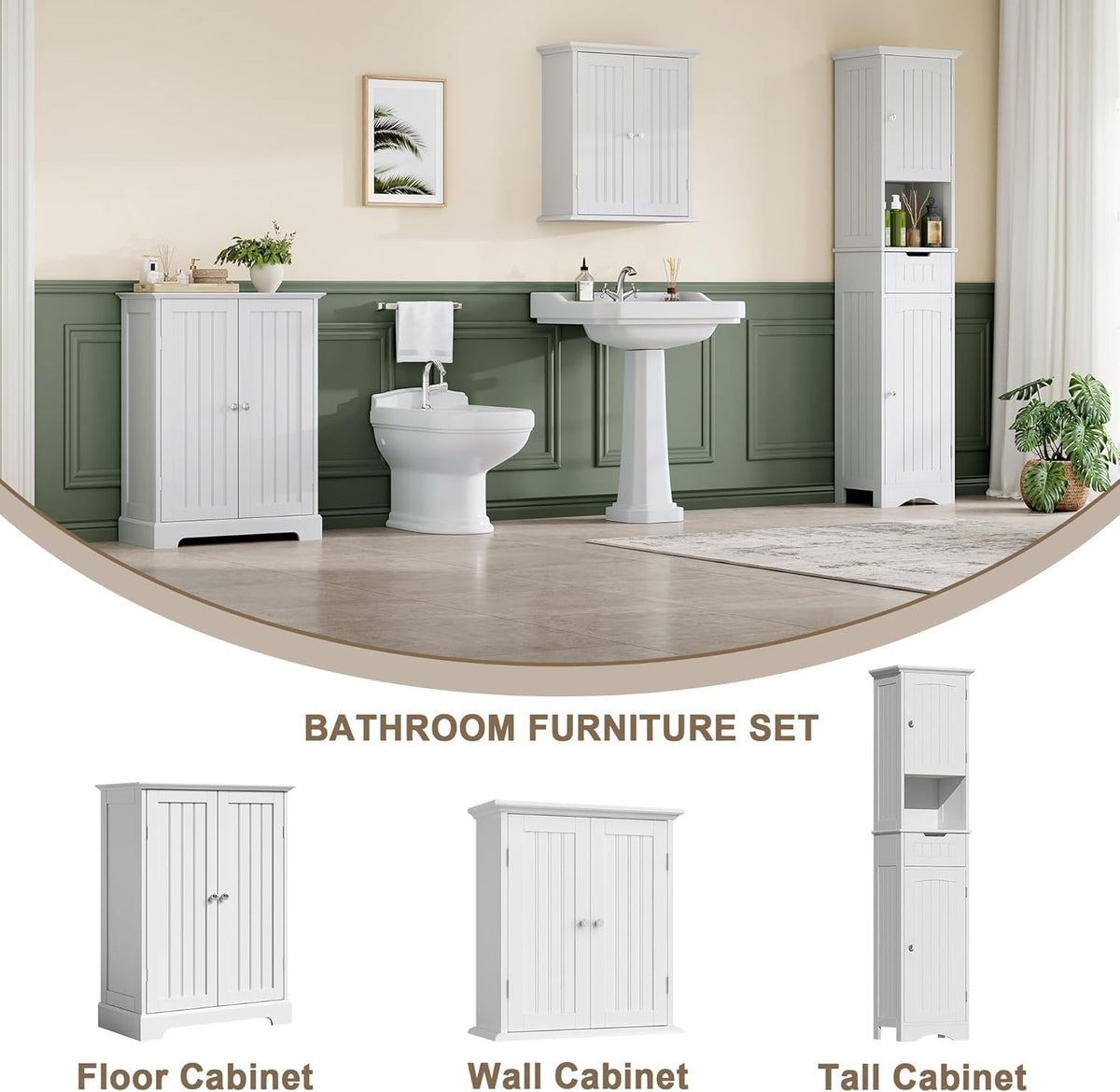 ChooChoo Bathroom Floor Cabinet, Modern Bathroom Storage Cabinet with 2 Doors and Adjustable