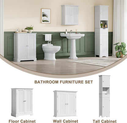 ChooChoo Bathroom Floor Cabinet, Modern Bathroom Storage Cabinet with 2 Doors and Adjustable
