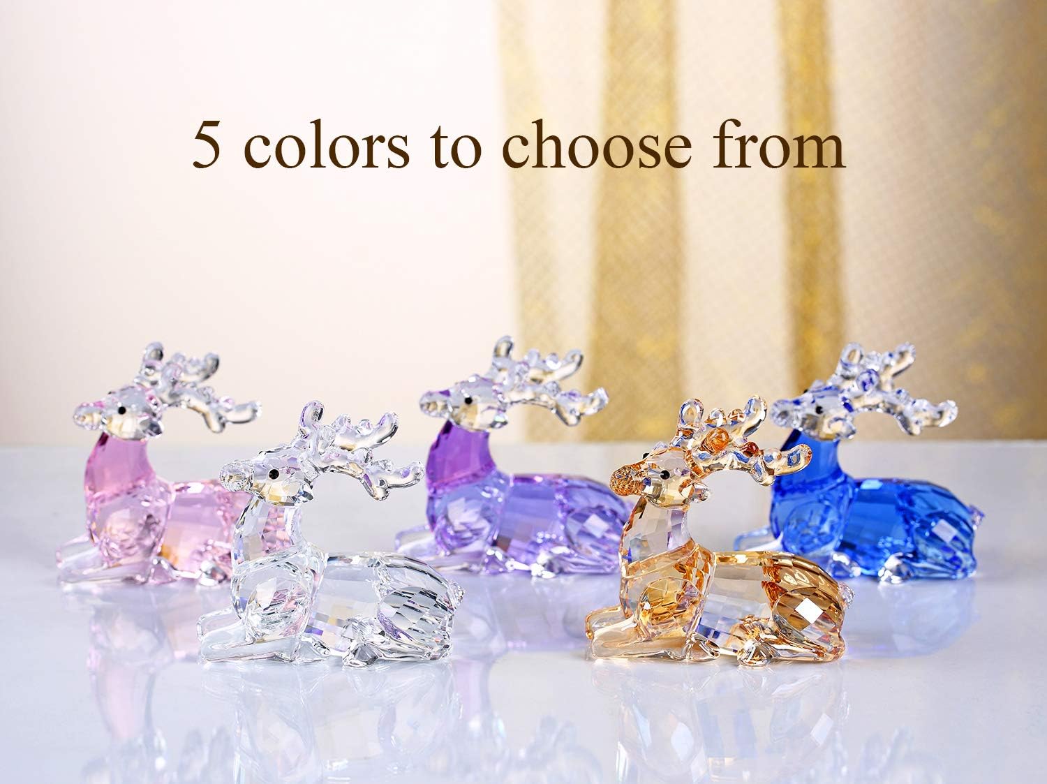 DOJOZ Crystal Deer Animals Lovely Elegant Craft Decorations for Home Ornaments Christmas