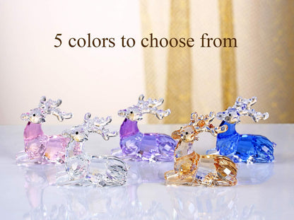 DOJOZ Crystal Deer Animals Lovely Elegant Craft Decorations for Home Ornaments Christmas