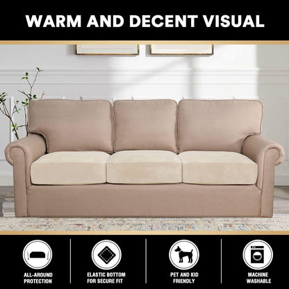 PrinceDeco Sectional Couch Cushion Covers 3 Pieces Velvet Separate Couch Cover Extra Large Stretch