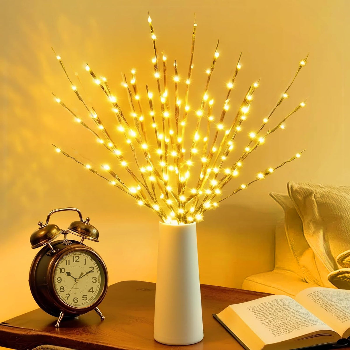 DK177 2 Pack Led Branch Light Battery Operated Lighted Branch Vase Filler Willow Tree Artificial