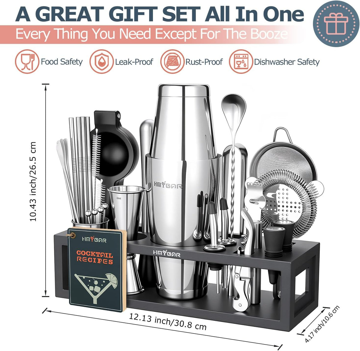 HMYBAR® Mixology Bartender kit | Cocktail Shaker Set | Boston Shaker Set, 20/28 OZ | Martini Making
