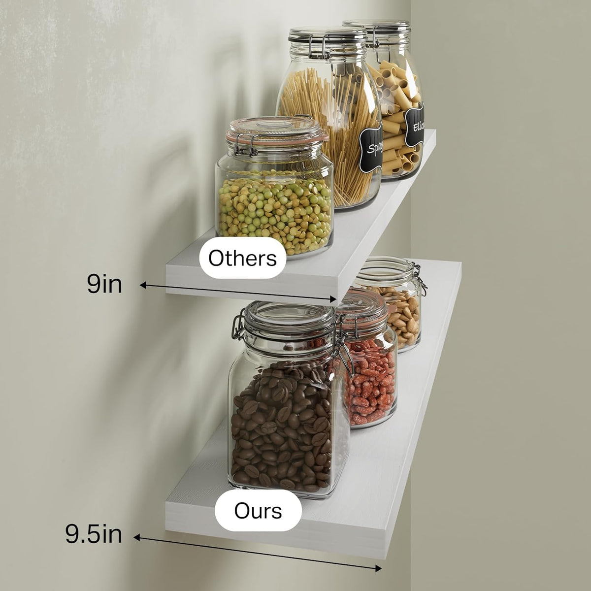 BAYKA Floating Shelves for Wall, 36 inches Long Wall Mounted Rustic Wood Shelves for Bathroom
