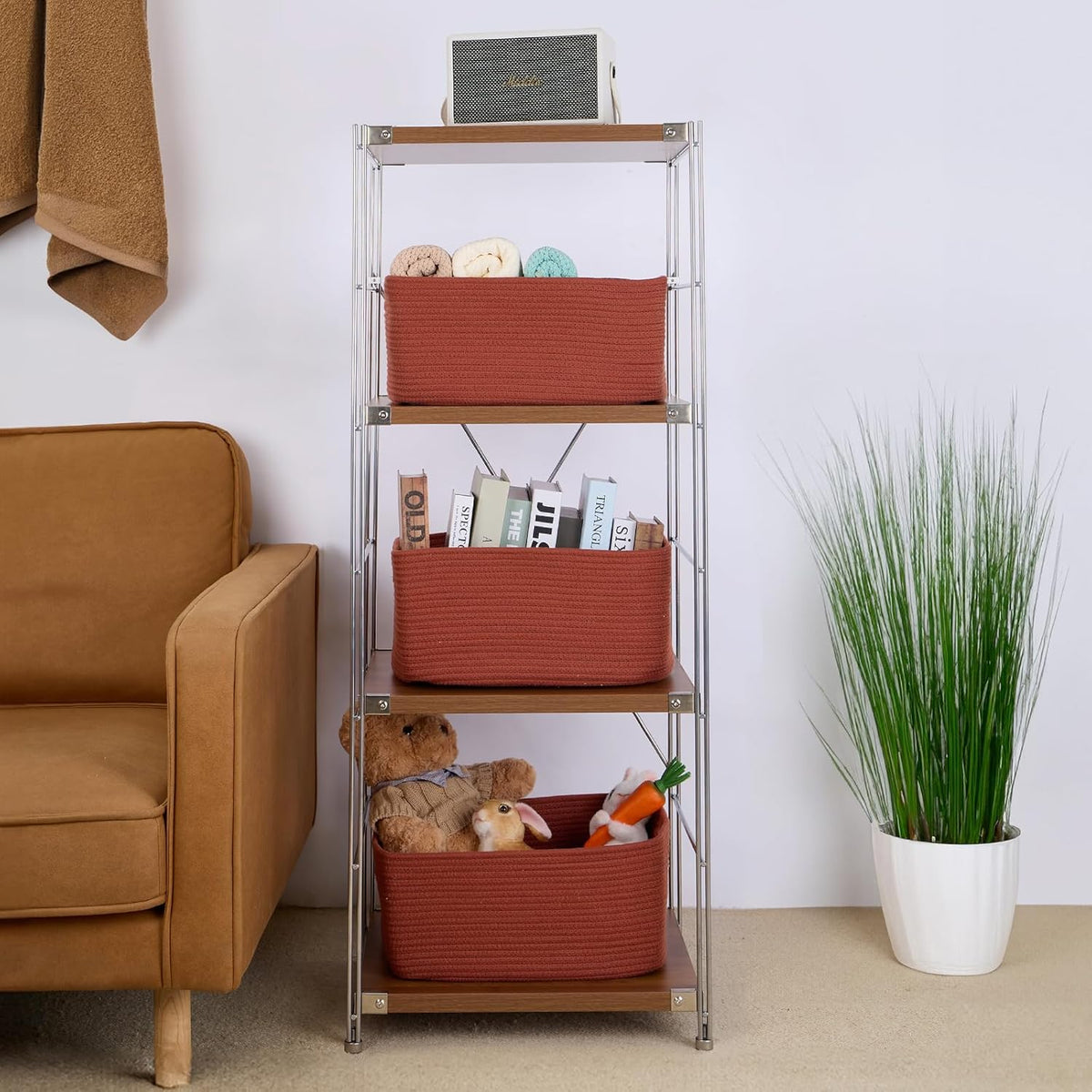 Large Storage Baskets for Organizing, Closet Shelf Baskets for Clothes Blanket Towels, Baby