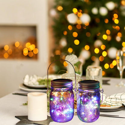 Solar Mason Jar Lights [Upgraded], 12 Pack 30 LED Firefly Fairy String Lights, Waterproof Outdoor